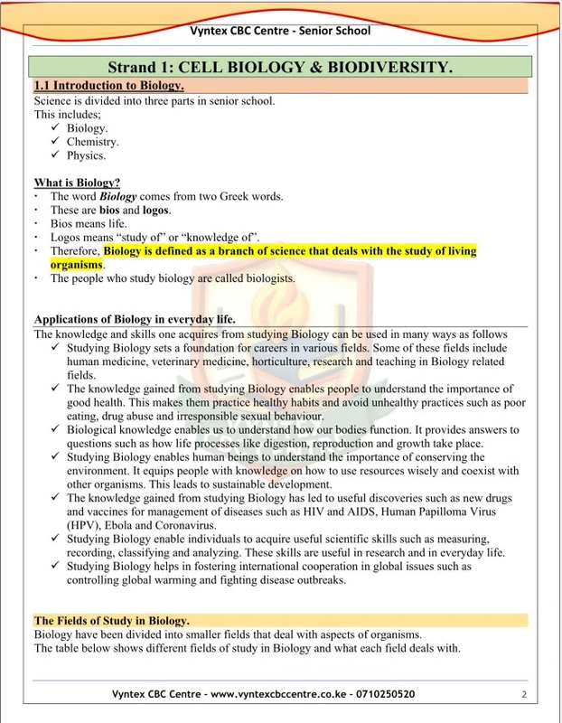 Grade 10 Biology Notes image 2