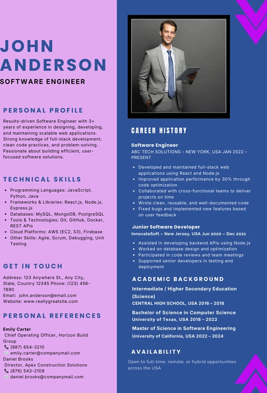 Modern Professional CV & Cover Letter Design | Editable Canva Layout for Corporate & Tech Careers 1